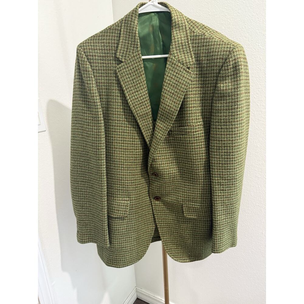 Botany 500 Blazer Bledsoe’s Mens’s Shop Green‎ Houndstooth Wool 41 Regular Vtg